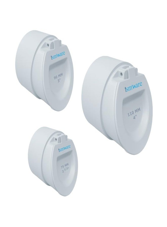 Ismware Combo Pack of 3 Sizes (75mm, 90mm &110mm) PVC SWR Drainage Outlet Pipe Cover Valve, Flip Type, Prevent from Rats, Pests and Other Reptiles, Anti-Pest, Anti-Rat & Reptile Blocker - Image 1
